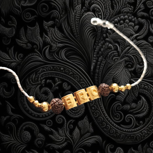 Gold plated "BRO" Silver Rakhi