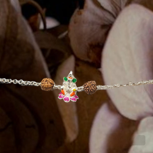 Multicoloured Lord Ganesha 92.5 purity rakhi