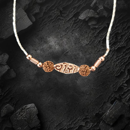 Rose gold "VEERA" Rudraksha Rakhi Bracelet